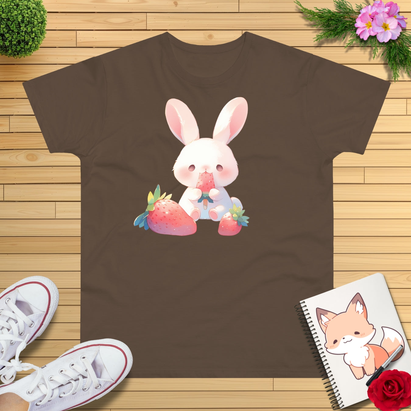 Erdbeereis Hase T-Shirt