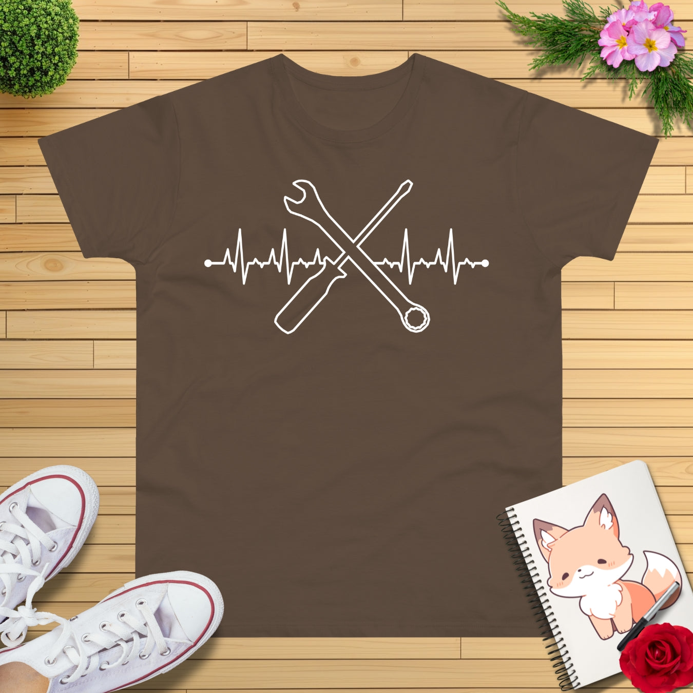Herzschlag EKG Mechaniker T-Shirt