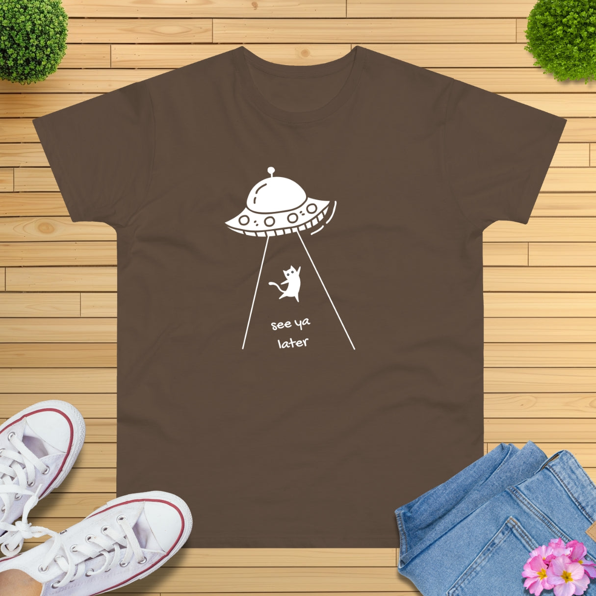 Kawaii Ufo Katze T-Shirt