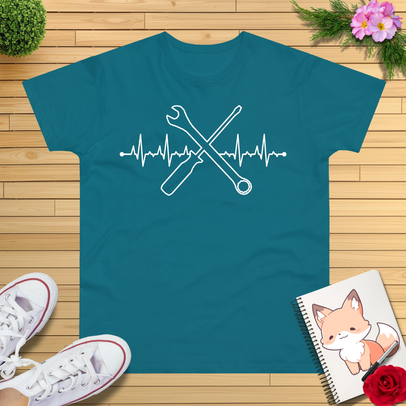 Herzschlag EKG Mechaniker T-Shirt