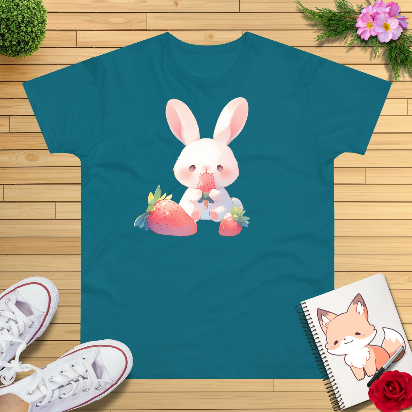 Erdbeereis Hase T-Shirt