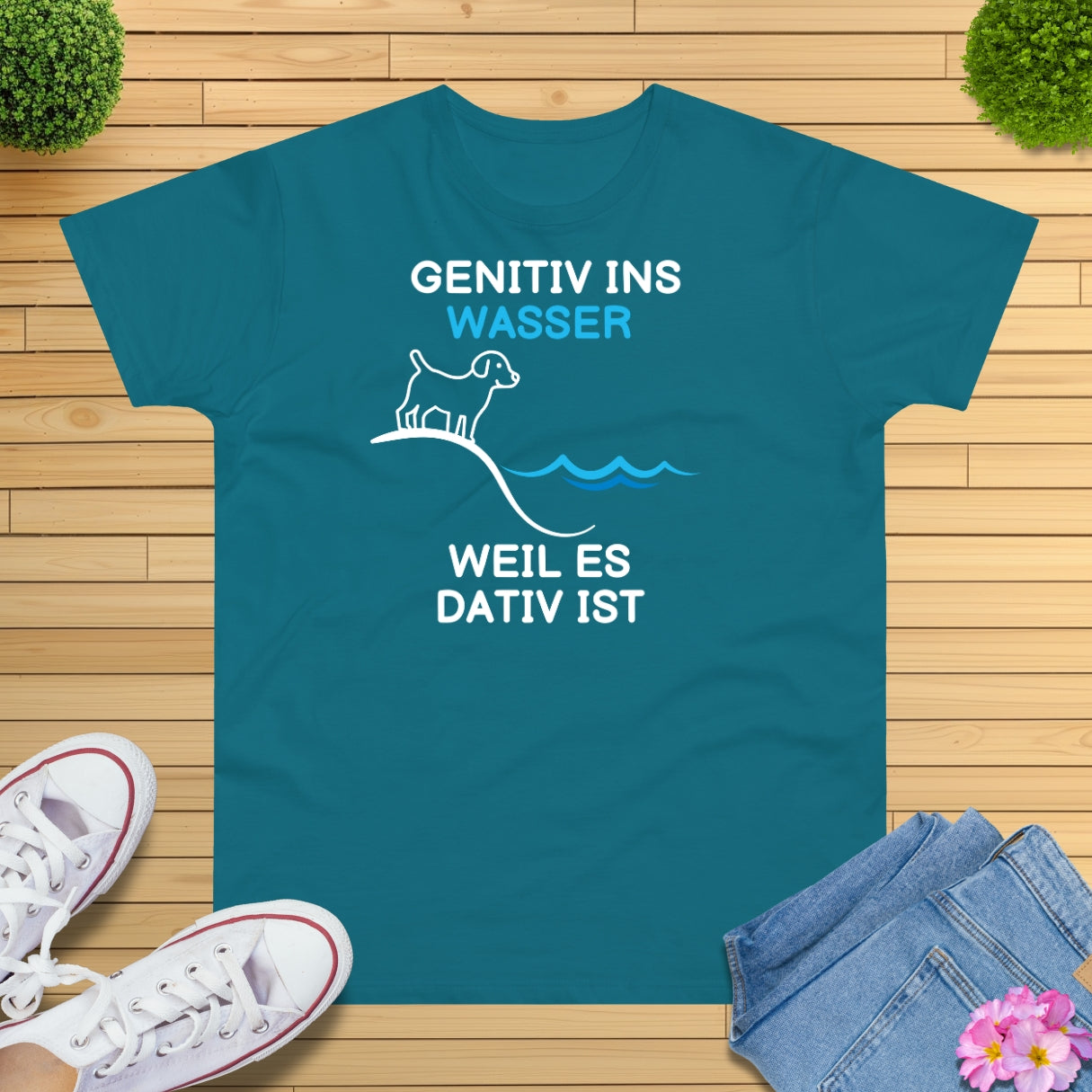 Genitiv ins Wasser Grammatik Witz T-Shirt
