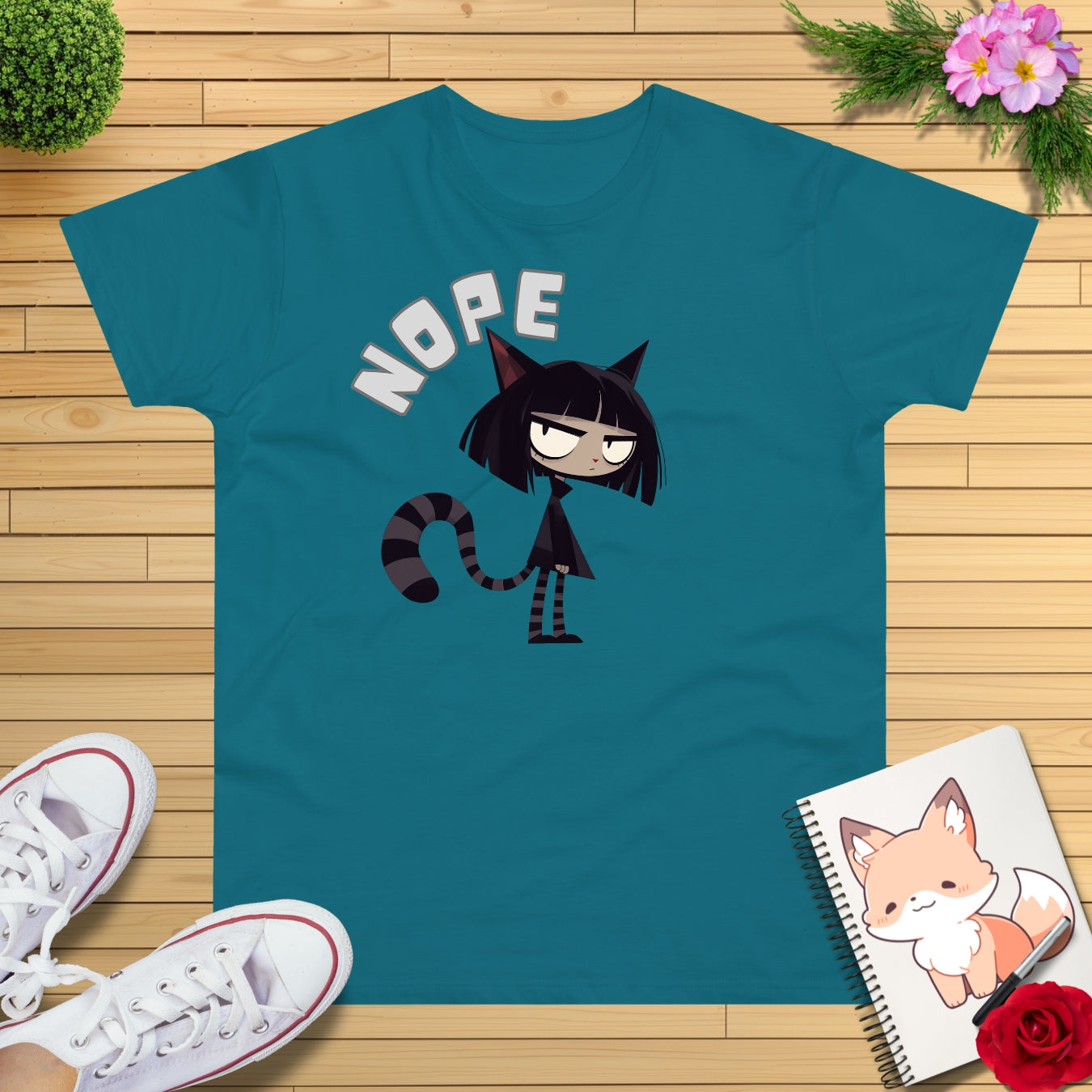 Manga Cat-Teen Nope T-Shirt
