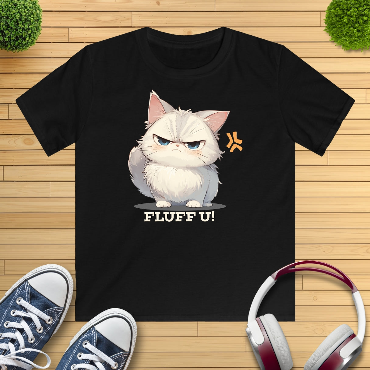 Katze Fluff U Kinder T-Shirt