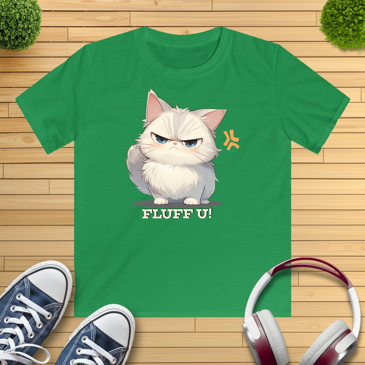 Katze Fluff U Kinder T-Shirt