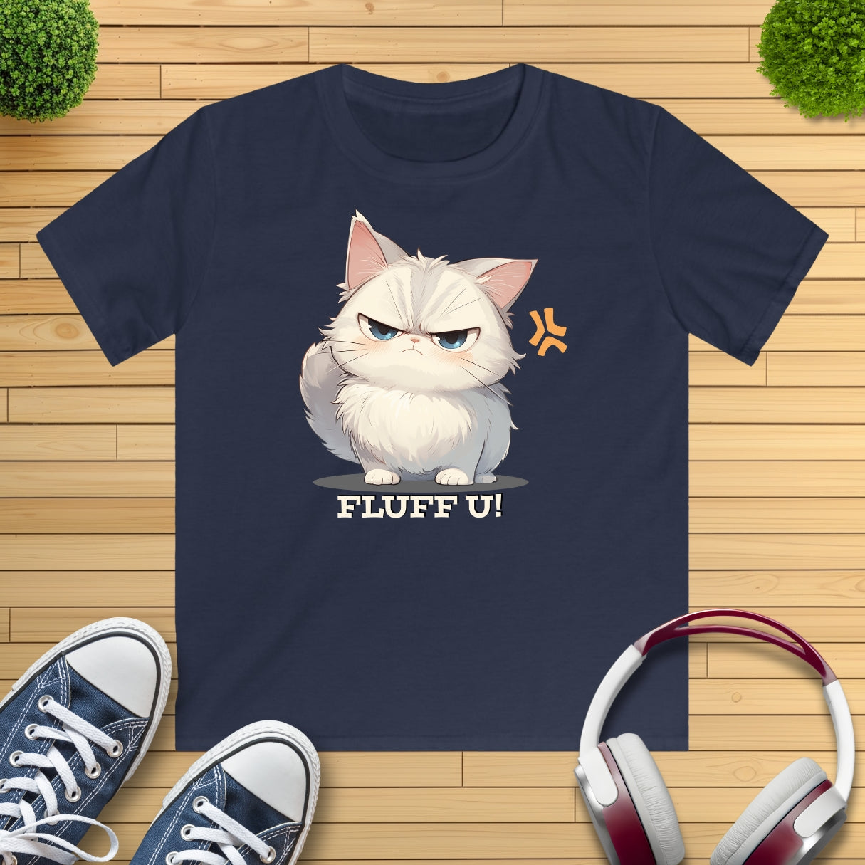 Katze Fluff U Kinder T-Shirt