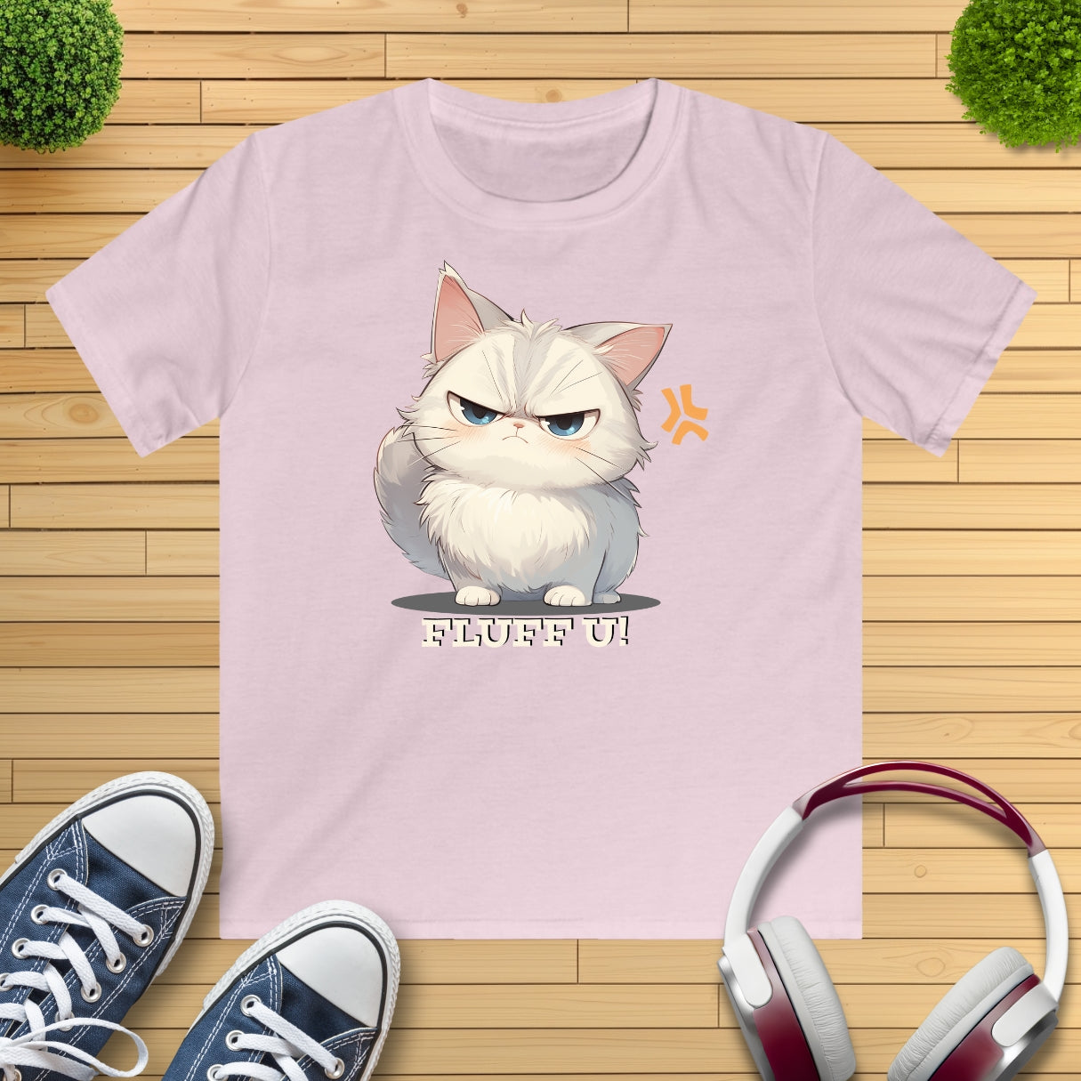 Katze Fluff U Kinder T-Shirt