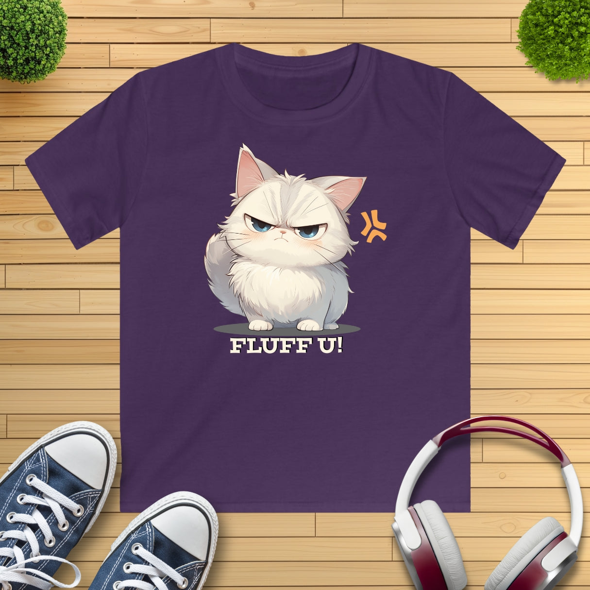 Katze Fluff U Kinder T-Shirt