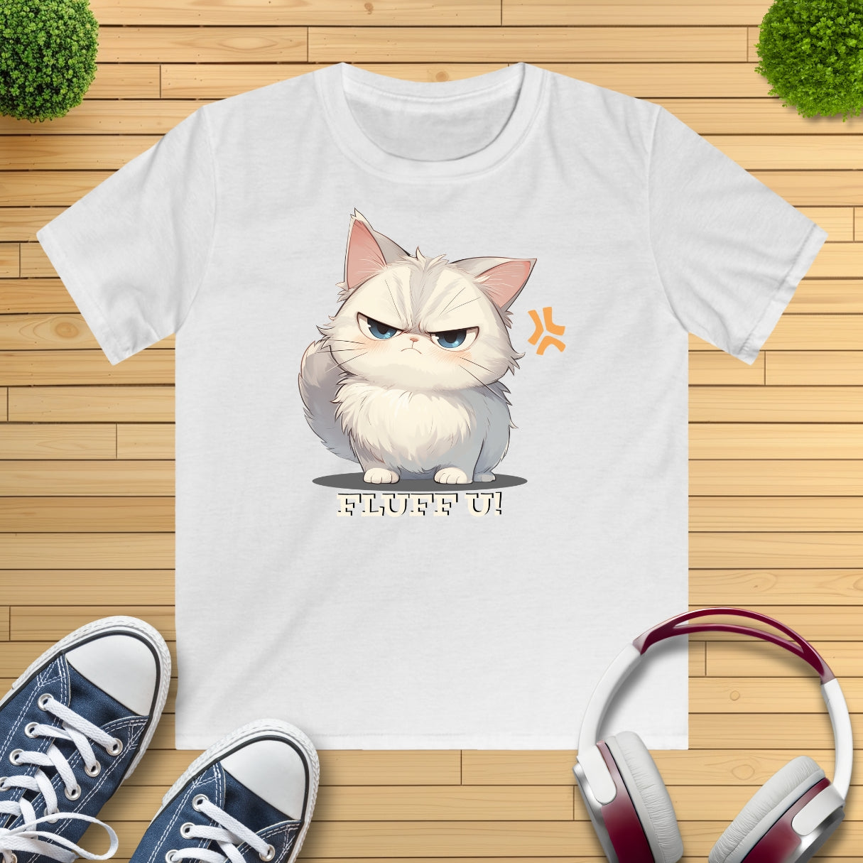 Katze Fluff U Kinder T-Shirt