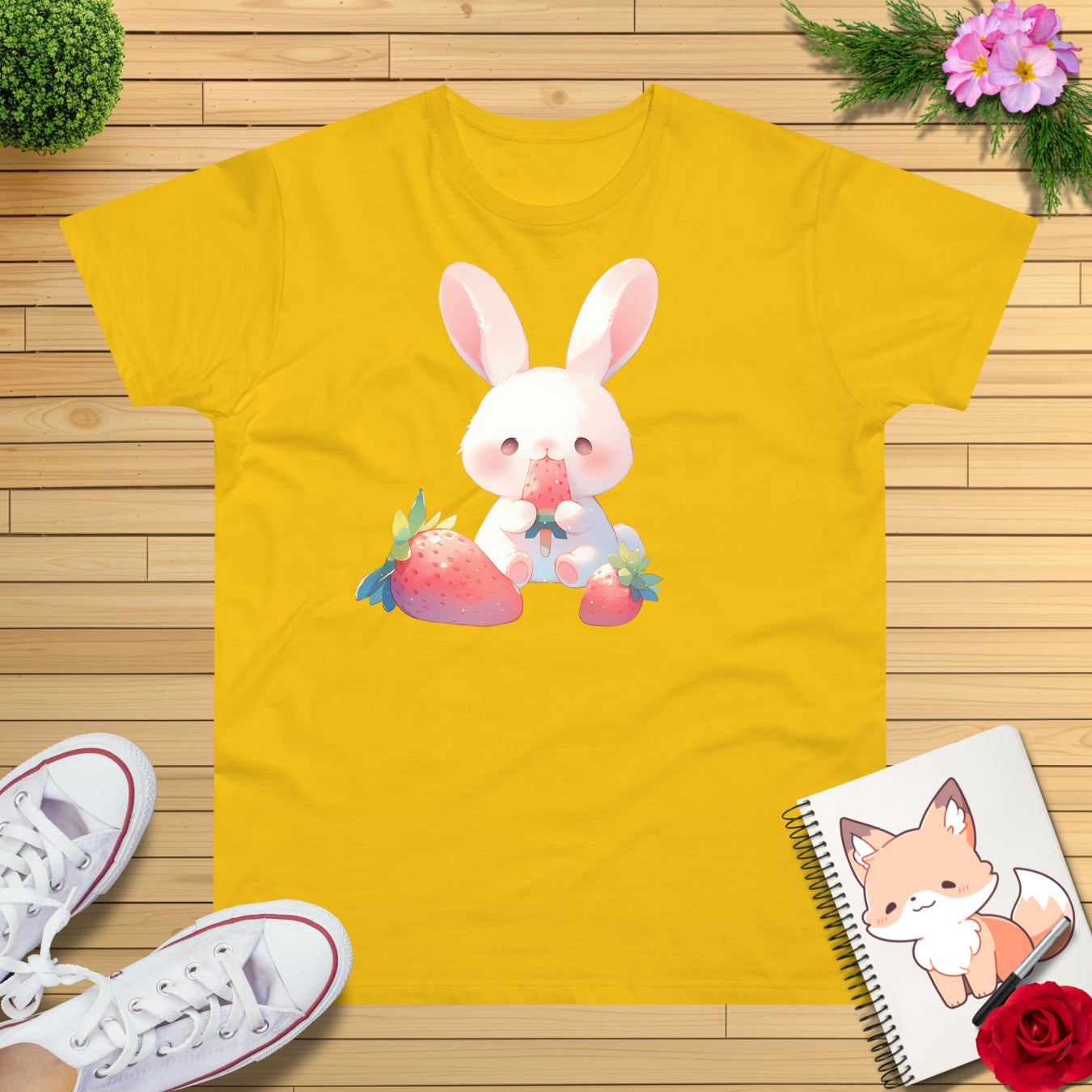 Erdbeereis Hase T-Shirt
