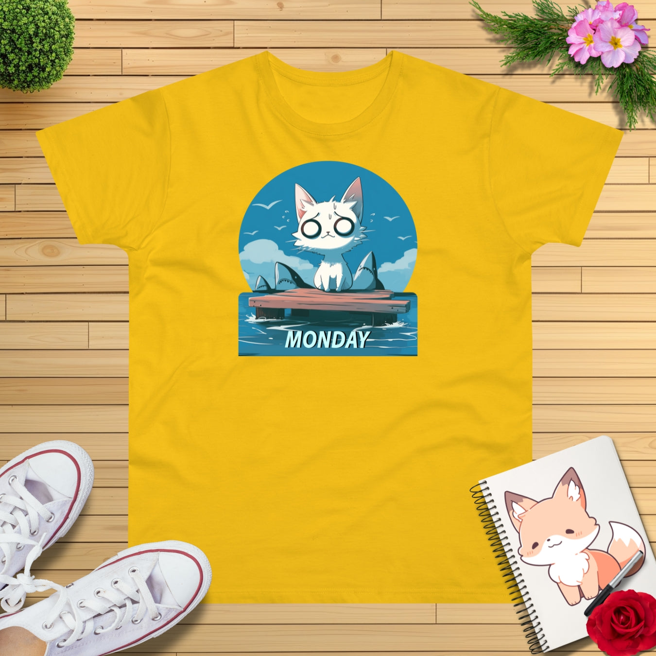 Monday Kitten mit Haien T-shirt