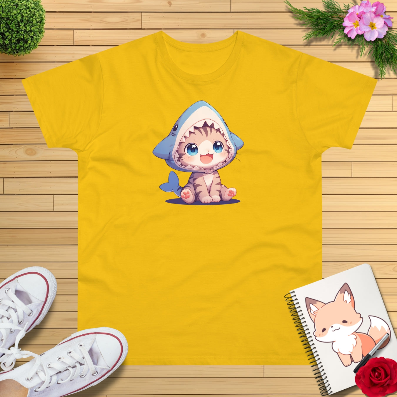 Kitten im Hai Kostüm T-shirt