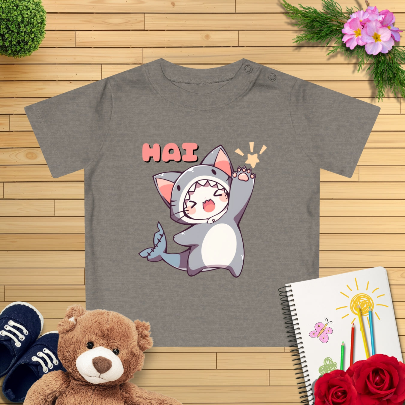 Kawaii Kitten Hai Kostüm Baby T-Shirt