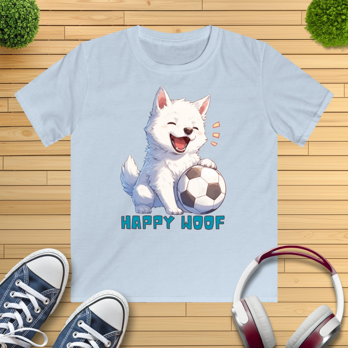 Happy Fußball Hund Kinder T-Shirt