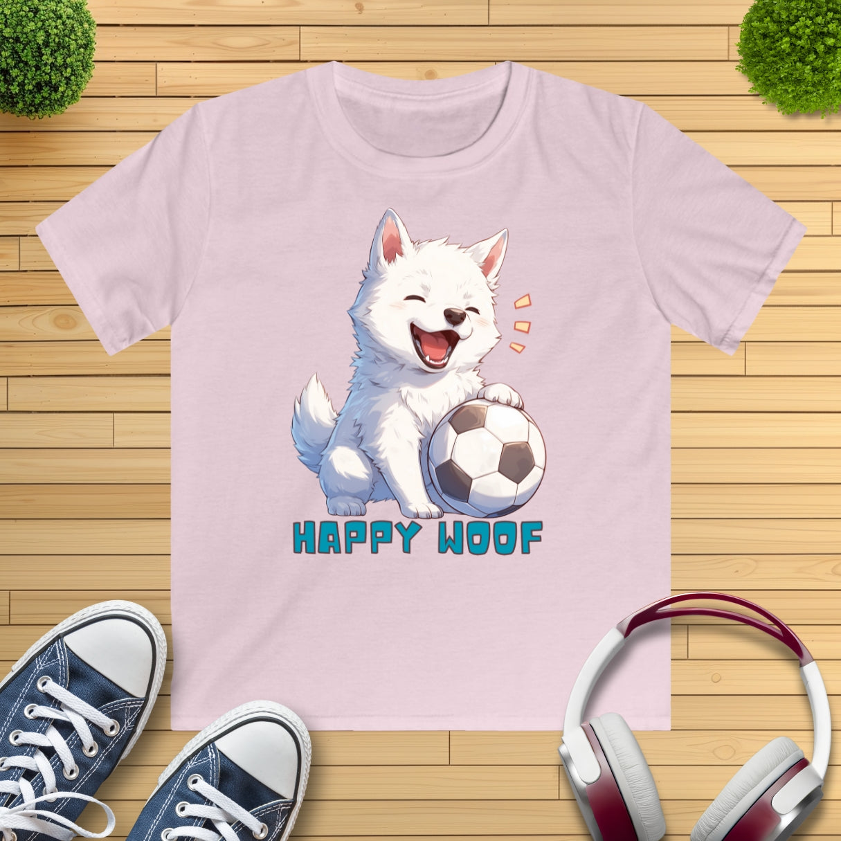 Happy Fußball Hund Kinder T-Shirt