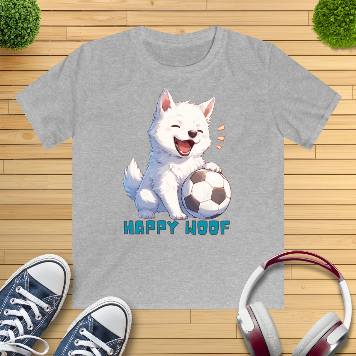 Happy Fußball Hund Kinder T-Shirt