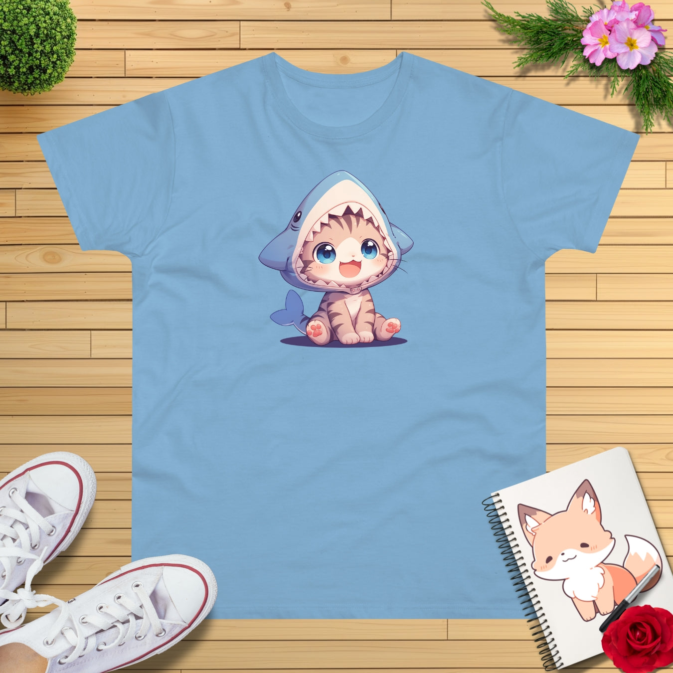 Kitten im Hai Kostüm T-shirt