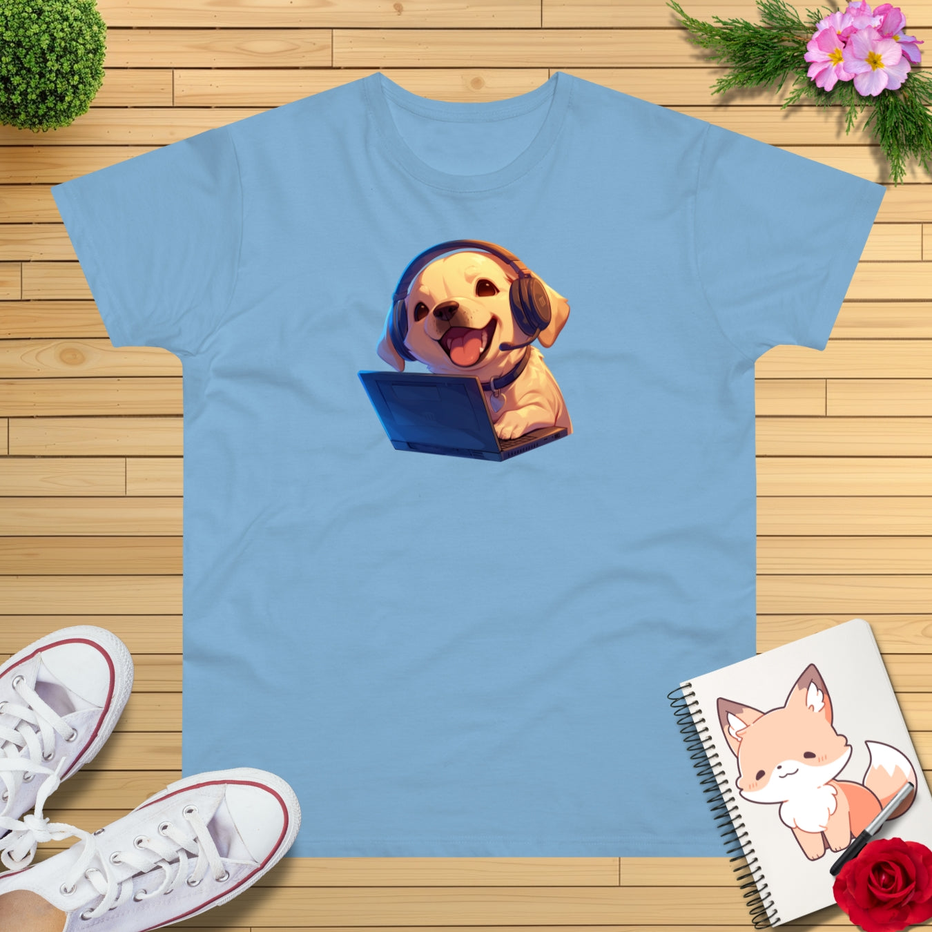 Kawaii Labrador am Laptop T-Shirt