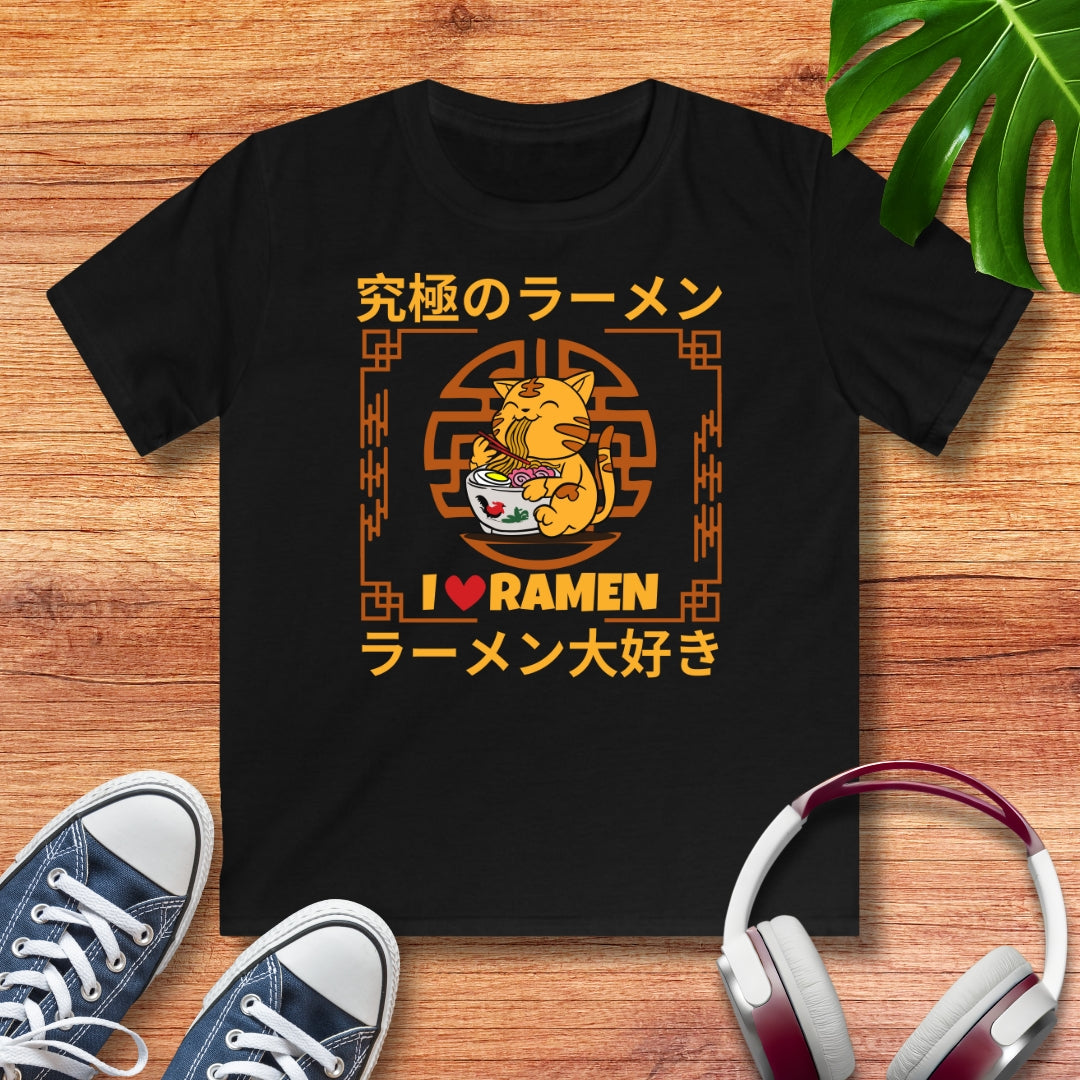 Love Ramen Katze Kinder T-Shirt