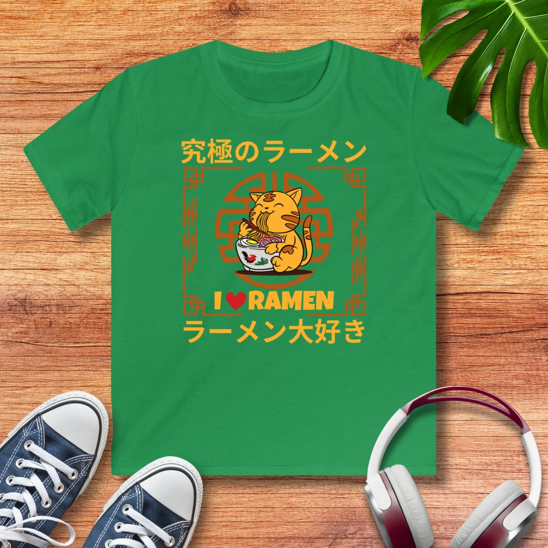 Love Ramen Katze Kinder T-Shirt