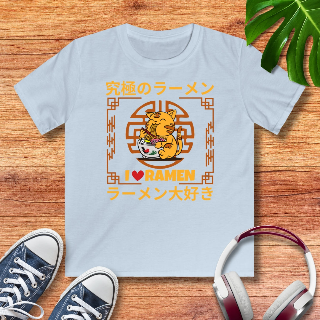Love Ramen Katze Kinder T-Shirt