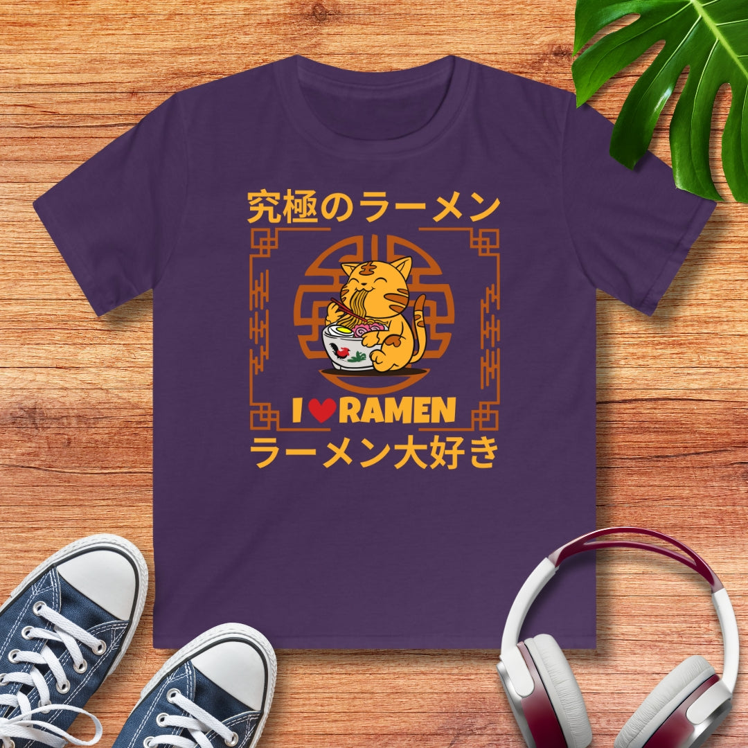 Love Ramen Katze Kinder T-Shirt