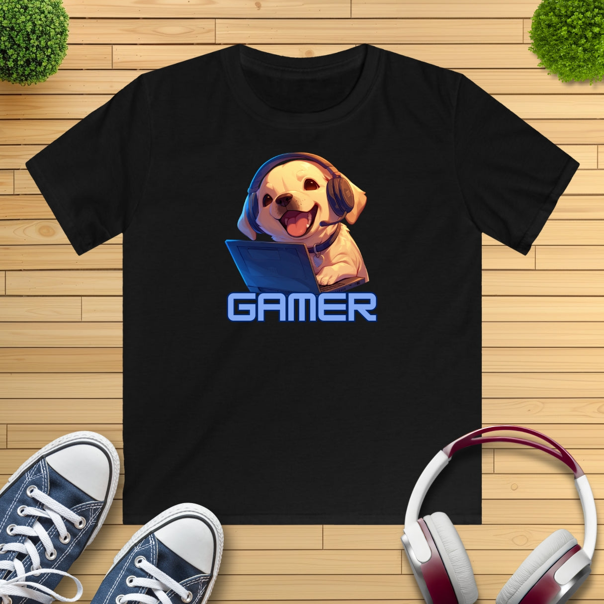 Kawaii Labrador Gamer Kinder T-Shirt