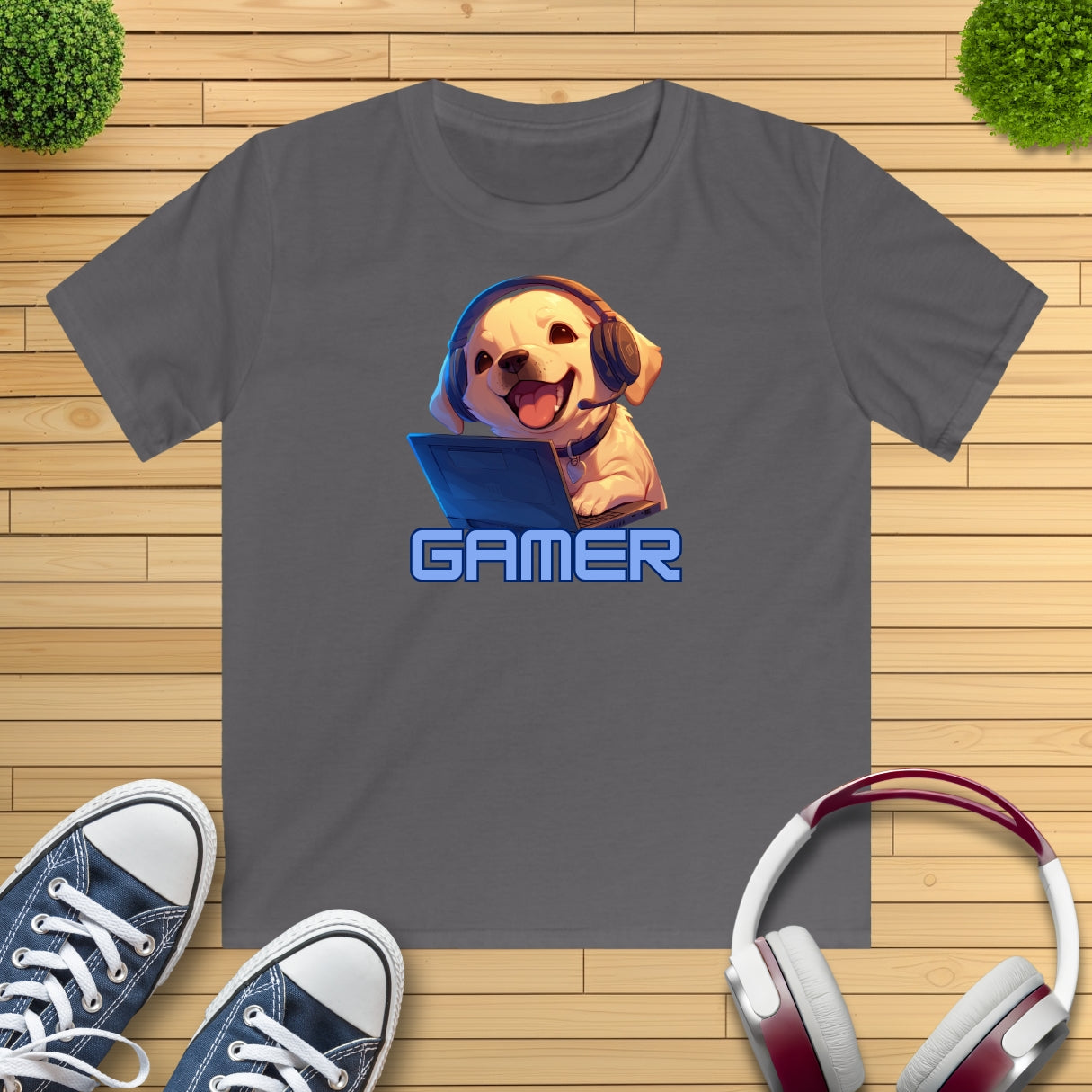 Kawaii Labrador Gamer Kinder T-Shirt