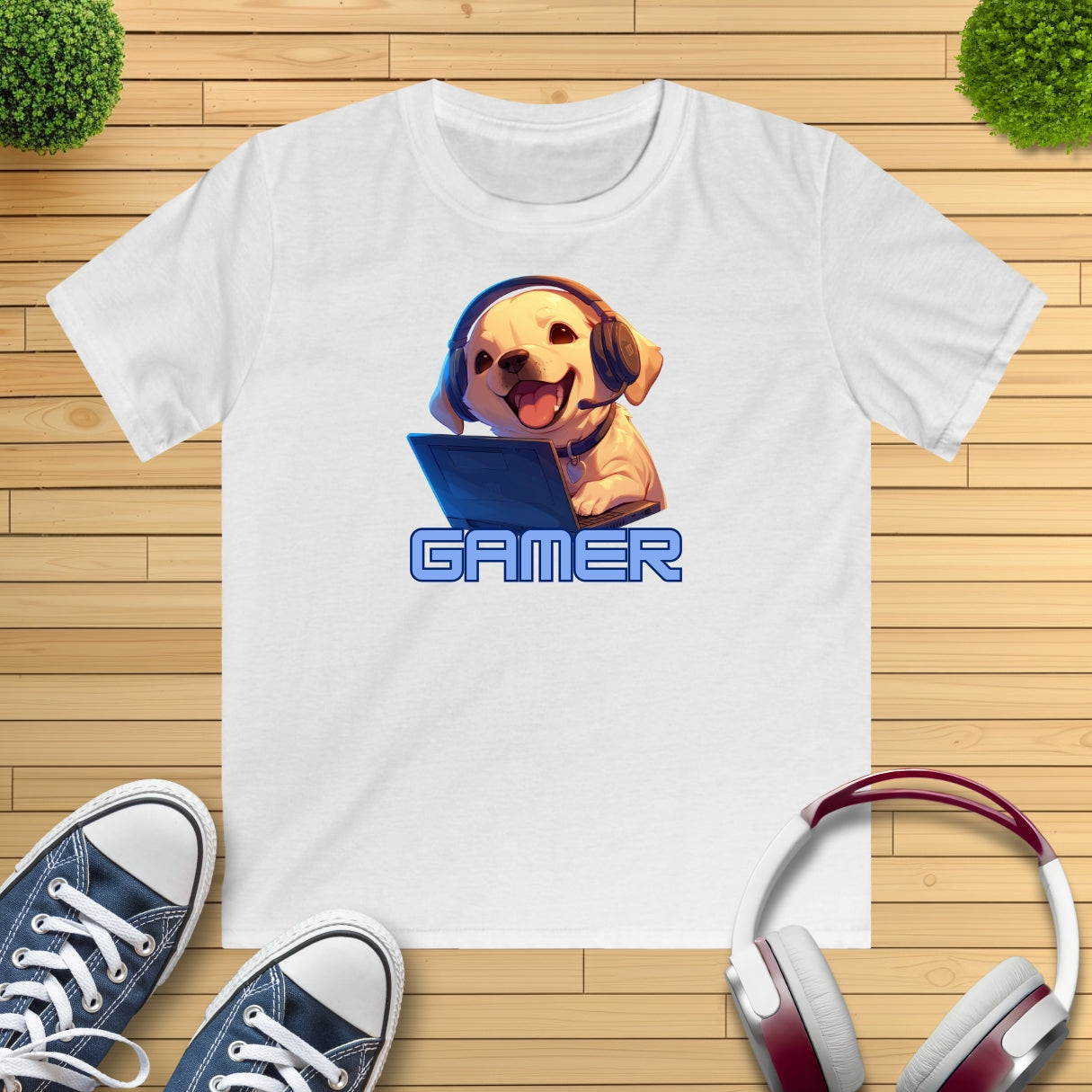 Kawaii Labrador Gamer Kinder T-Shirt