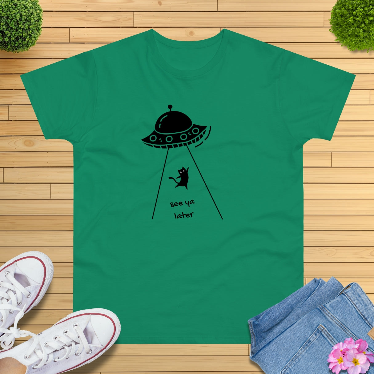Kawaii Ufo Katze T-Shirt