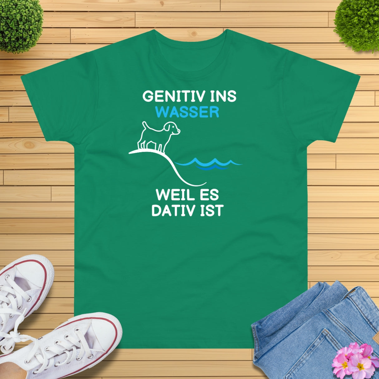 Genitiv ins Wasser Grammatik Witz T-Shirt