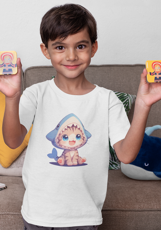 Kitten im Hai Kostüm Kinder T-Shirt