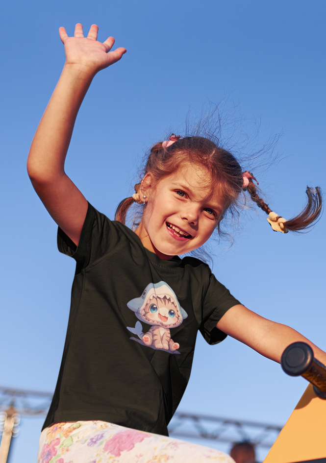 Kitten im Hai Kostüm Kinder T-Shirt