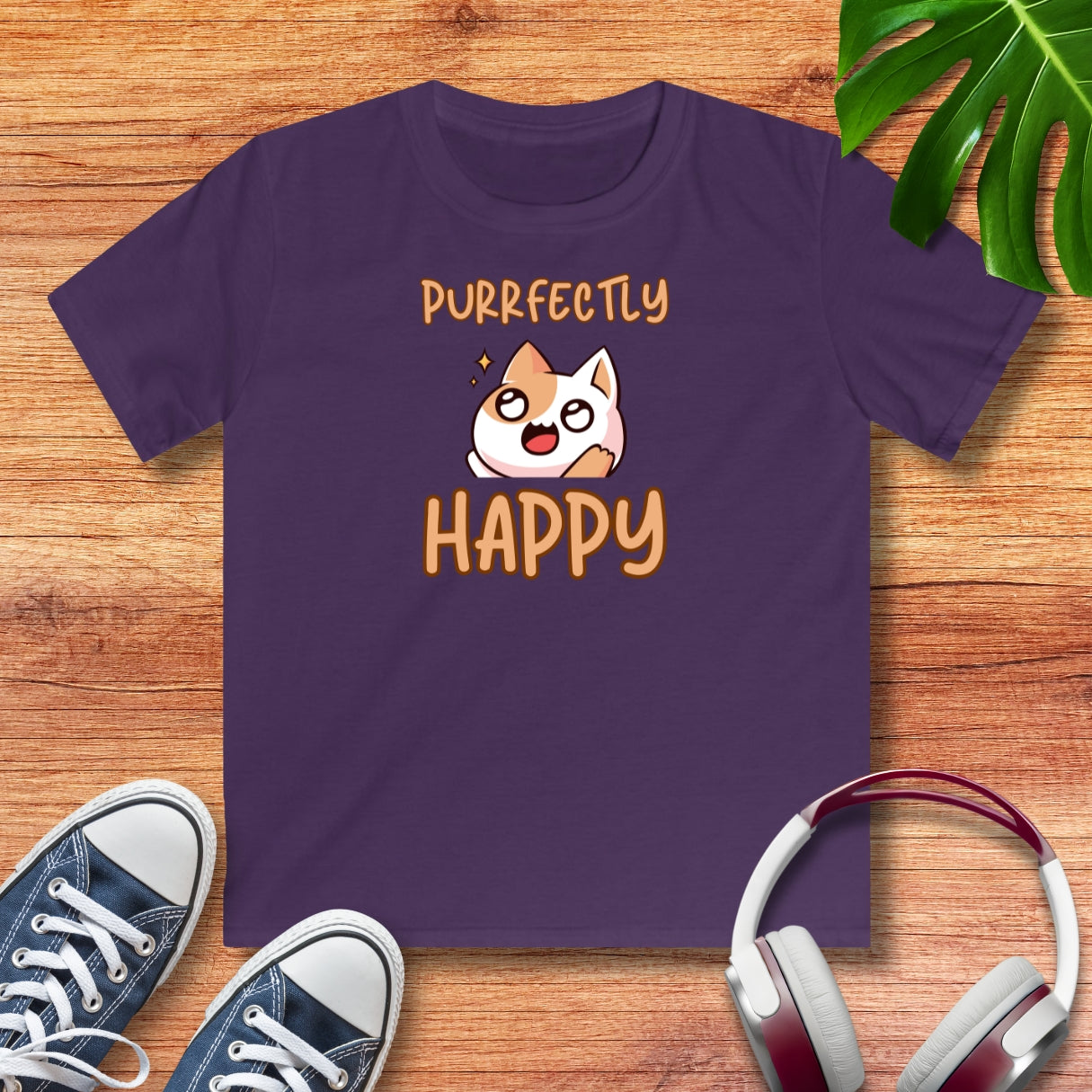 Purrfectly Happy Katze Kinder T-Shirt