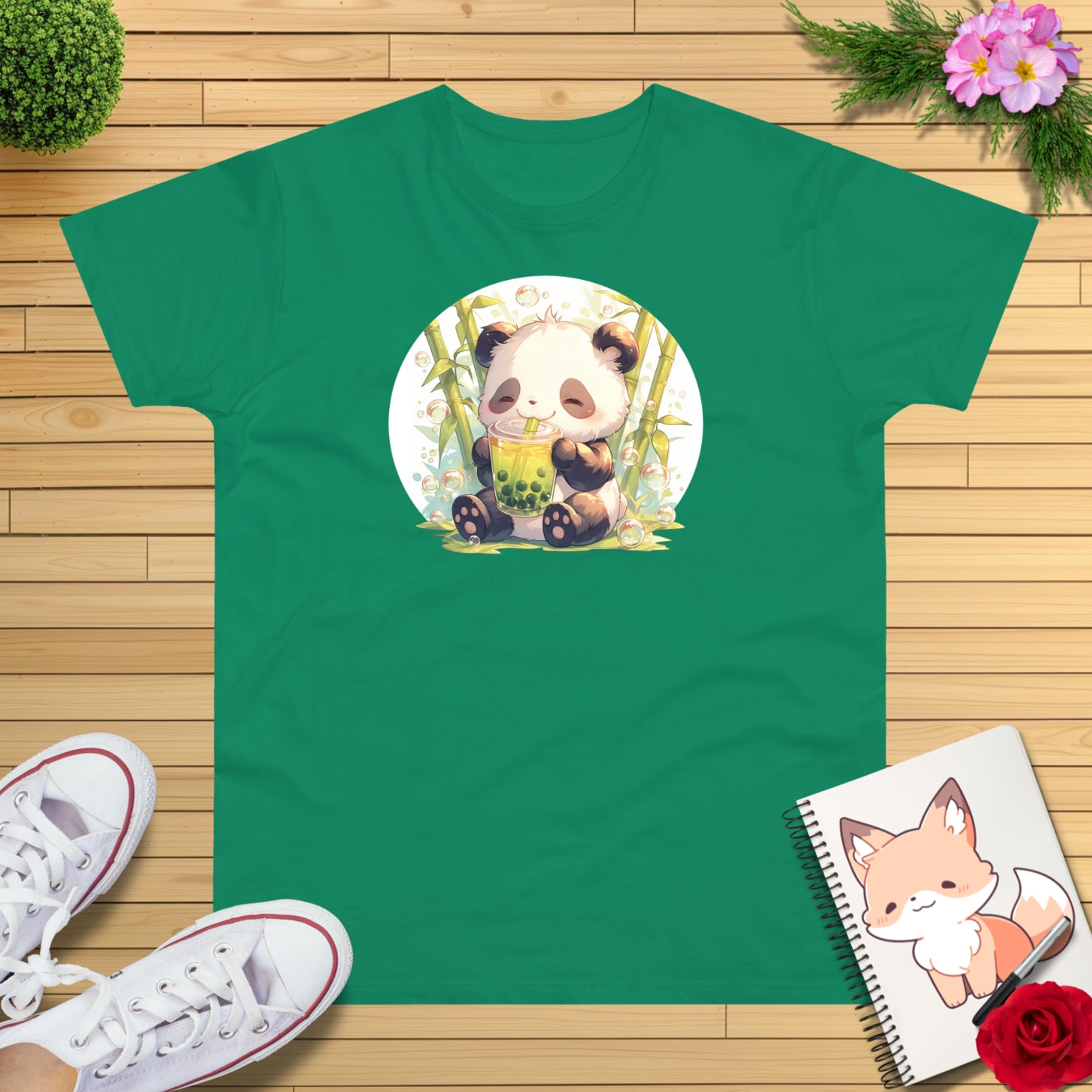 Happy Panda mit Bubble Tea T-Shirt