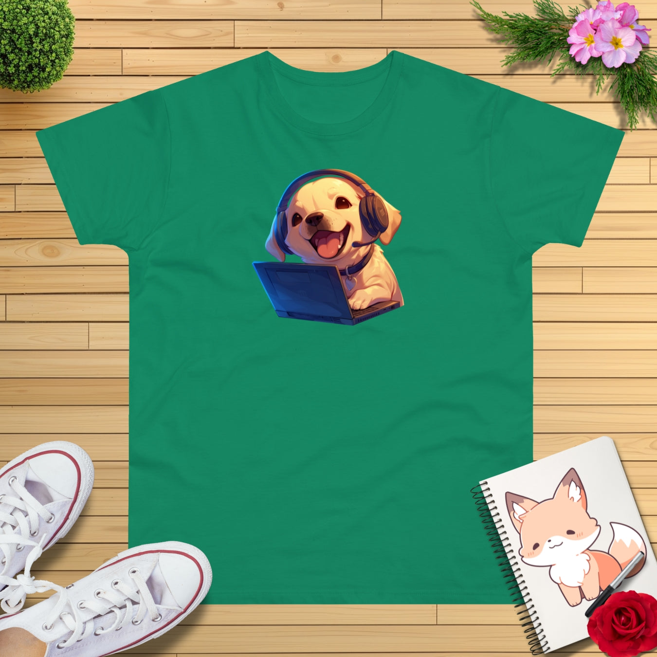 Kawaii Labrador am Laptop T-Shirt