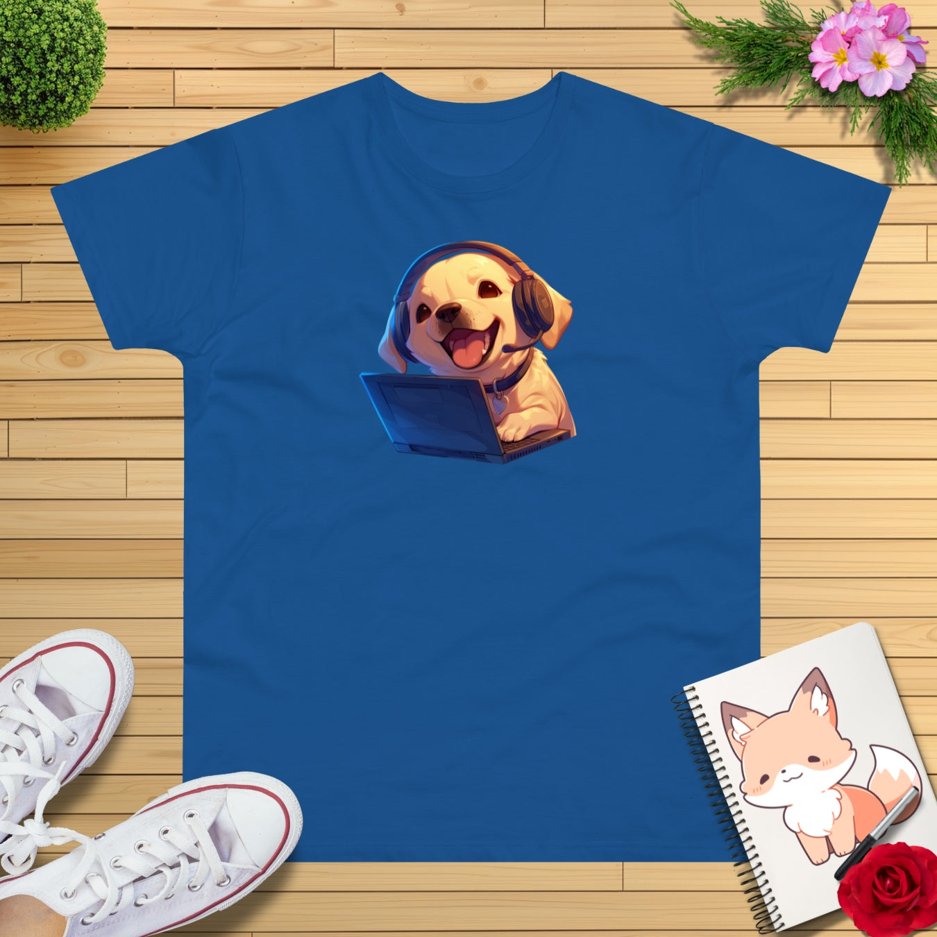 Kawaii Labrador am Laptop T-Shirt