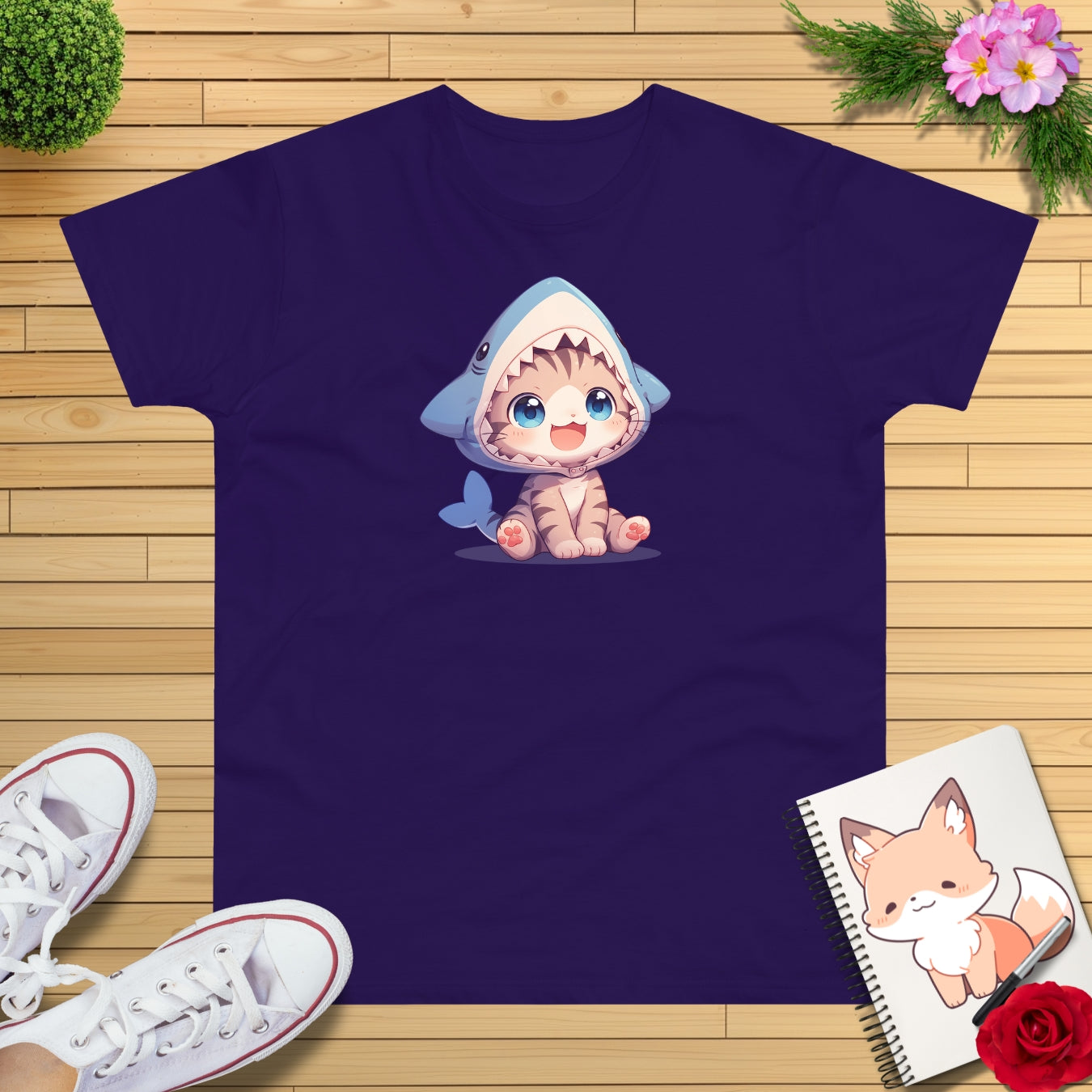 Kitten im Hai Kostüm T-shirt