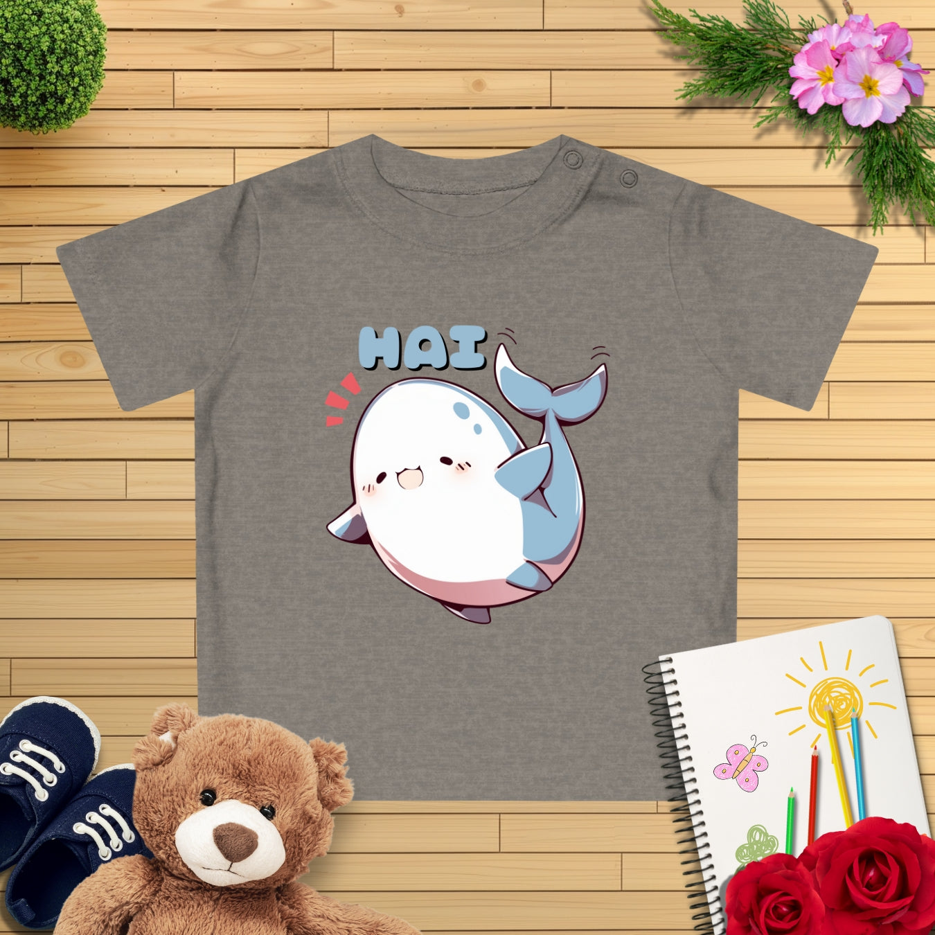 Kawaii winkender HAI Baby T-Shirt