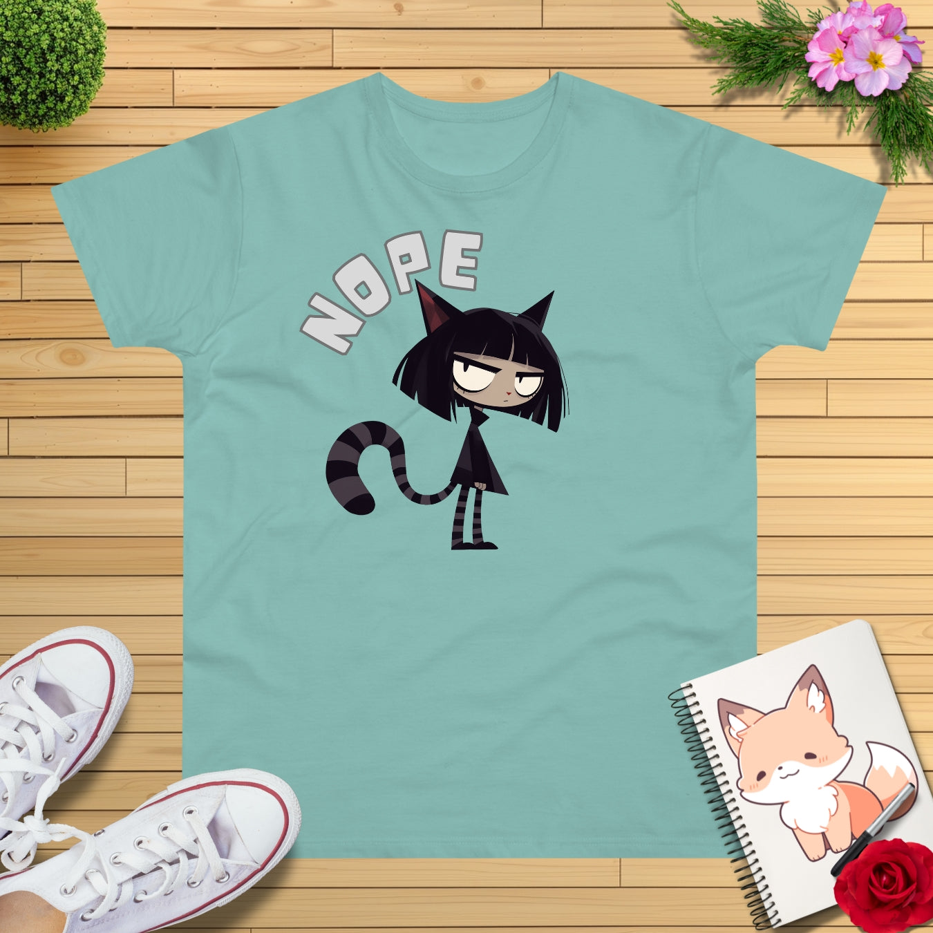 Manga Cat-Teen Nope T-Shirt