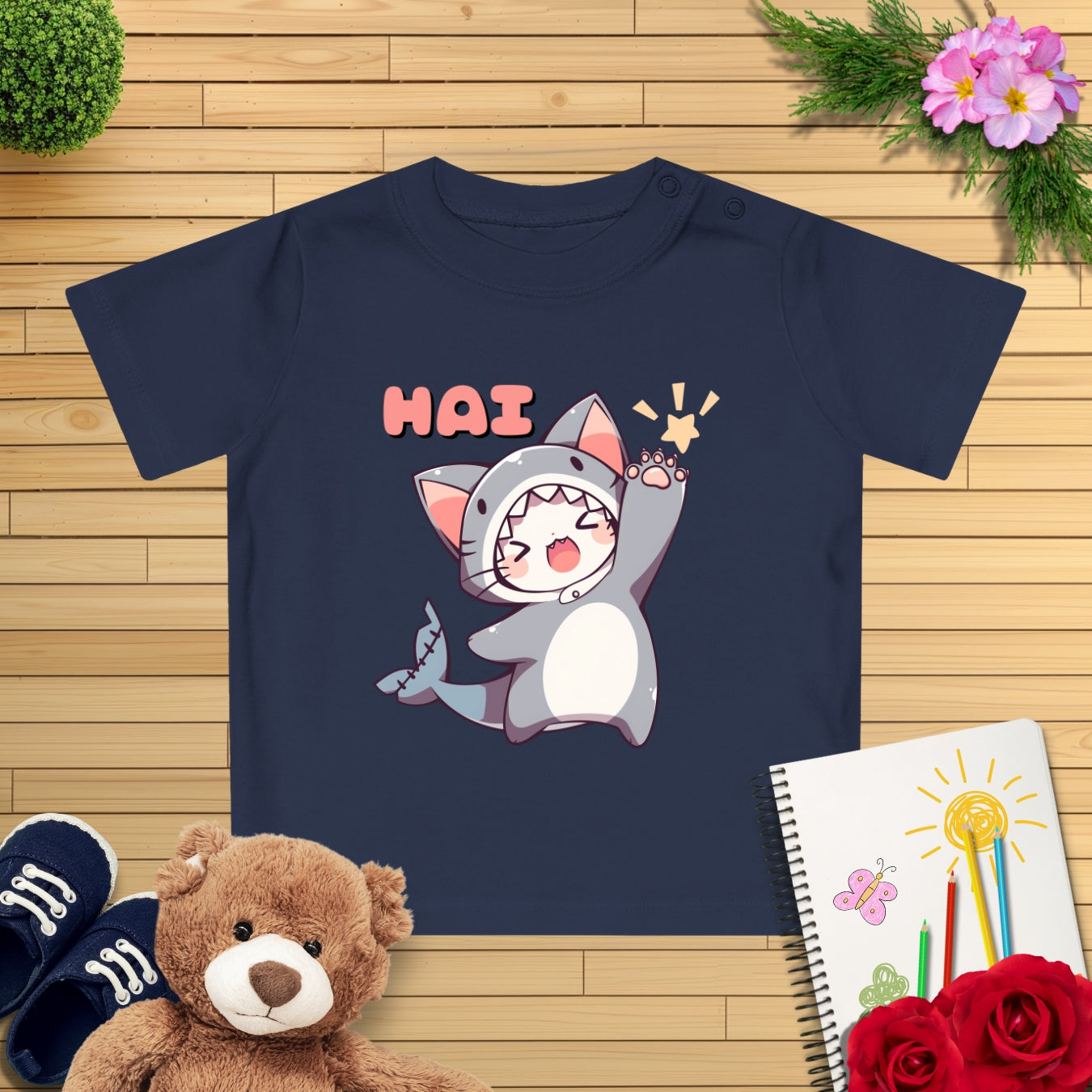 Kawaii Kitten Hai Kostüm Baby T-Shirt