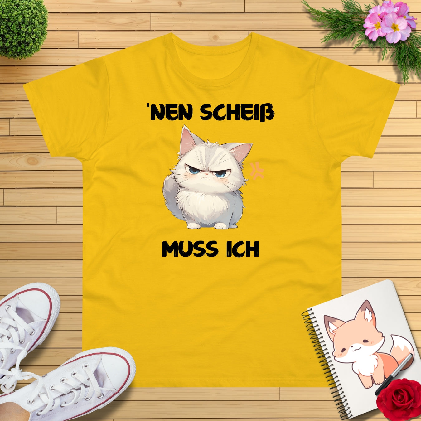Freche Katze "nen Scheiss muss ich" T-Shirt