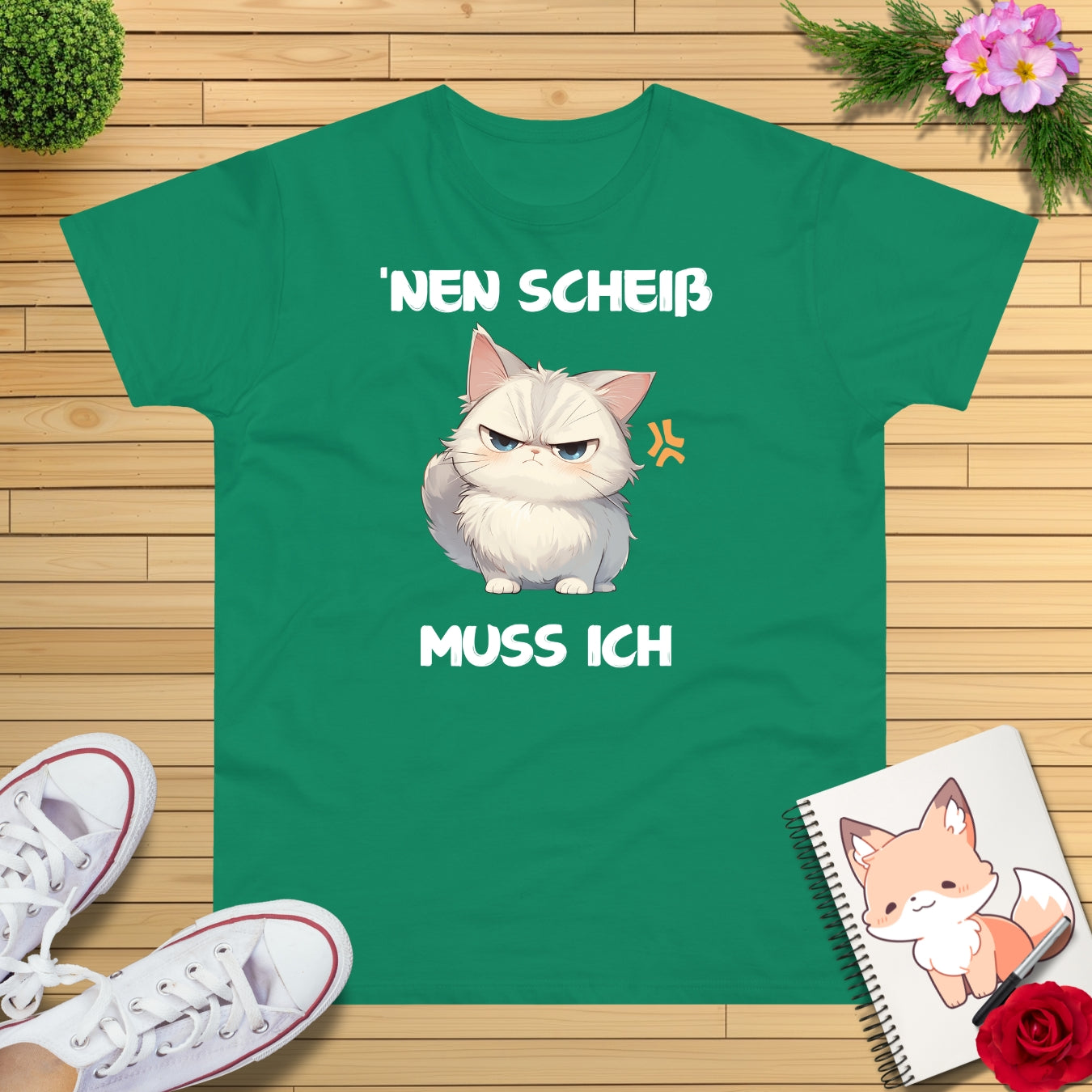 Freche Katze "nen Scheiss muss ich" T-Shirt
