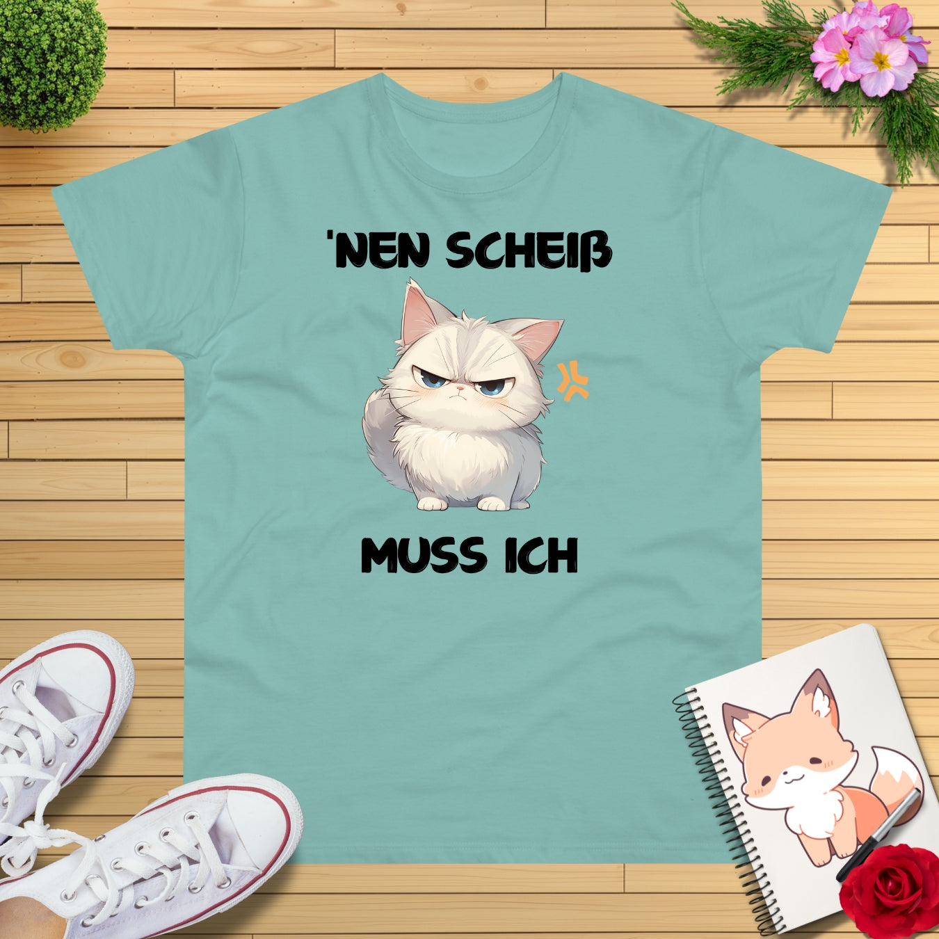 Freche Katze "nen Scheiss muss ich" T-Shirt