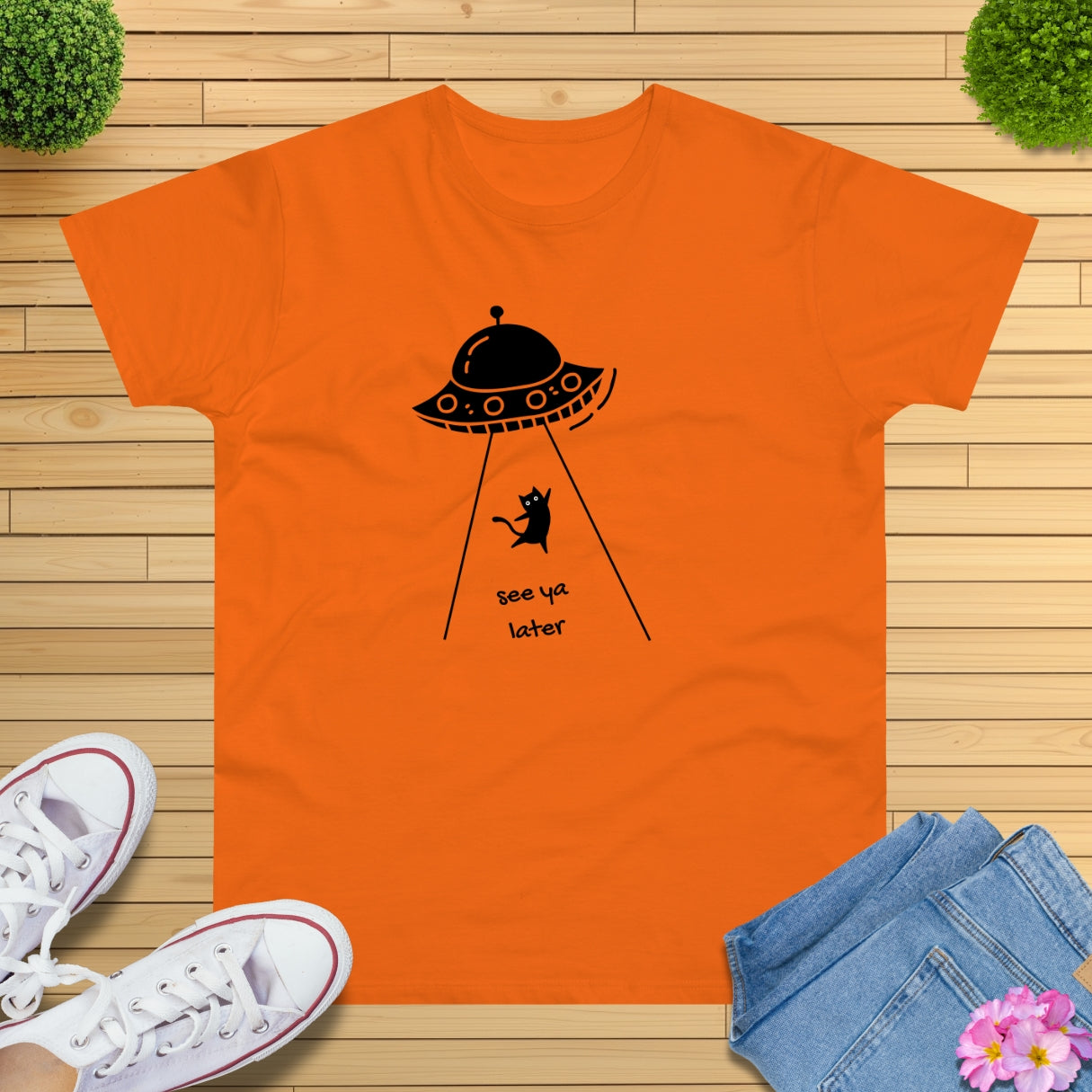 Kawaii Ufo Katze T-Shirt