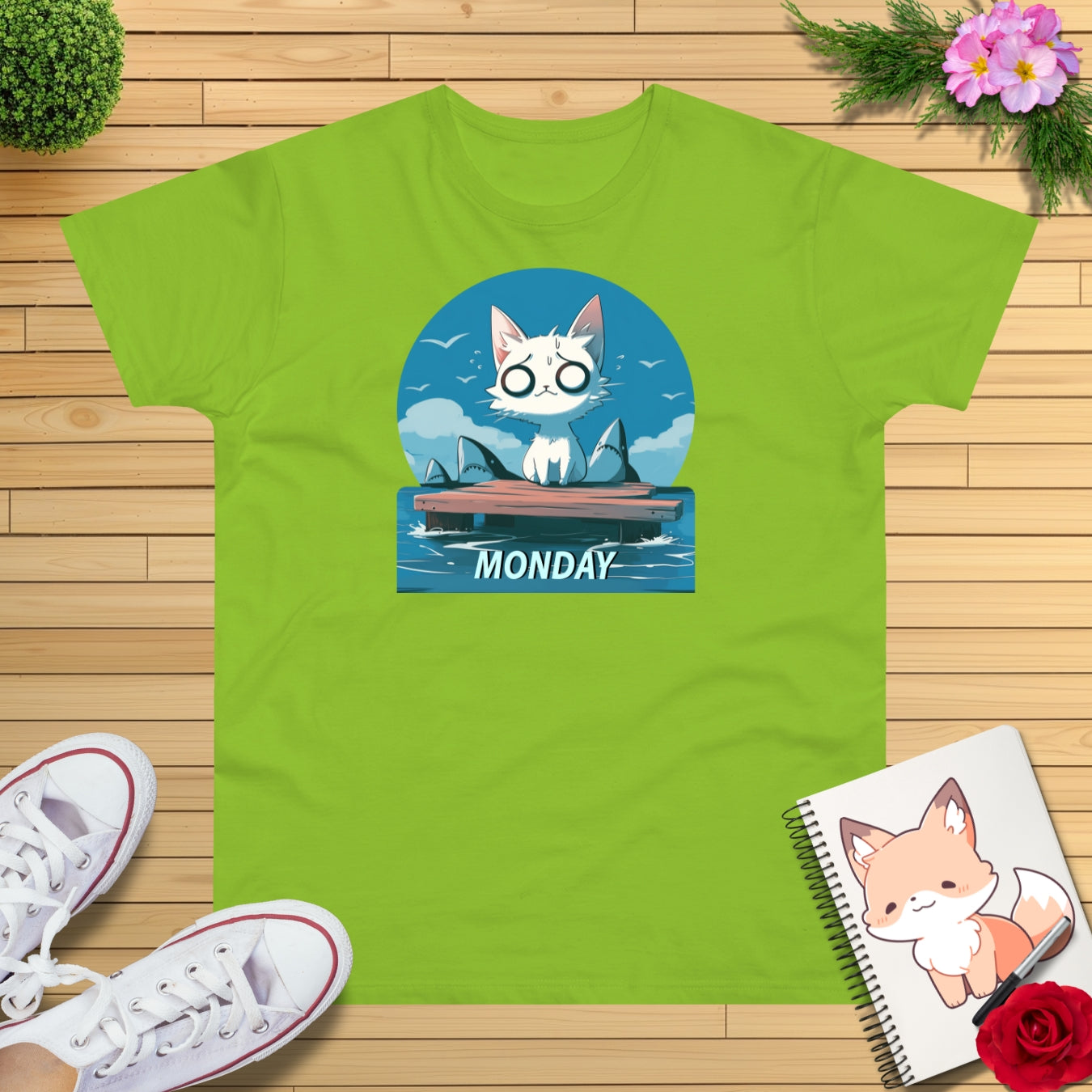 Monday Kitten mit Haien T-shirt