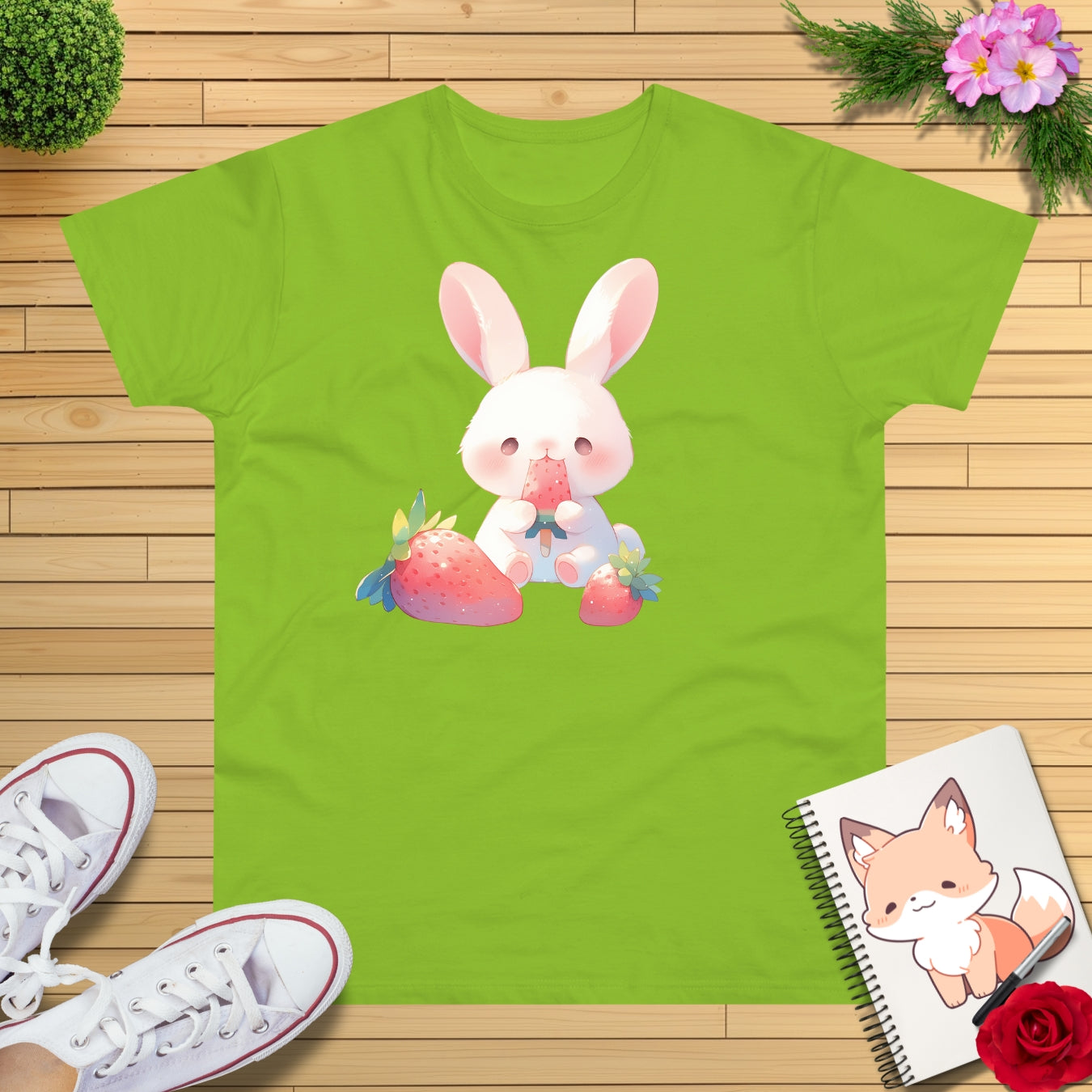 Erdbeereis Hase T-Shirt