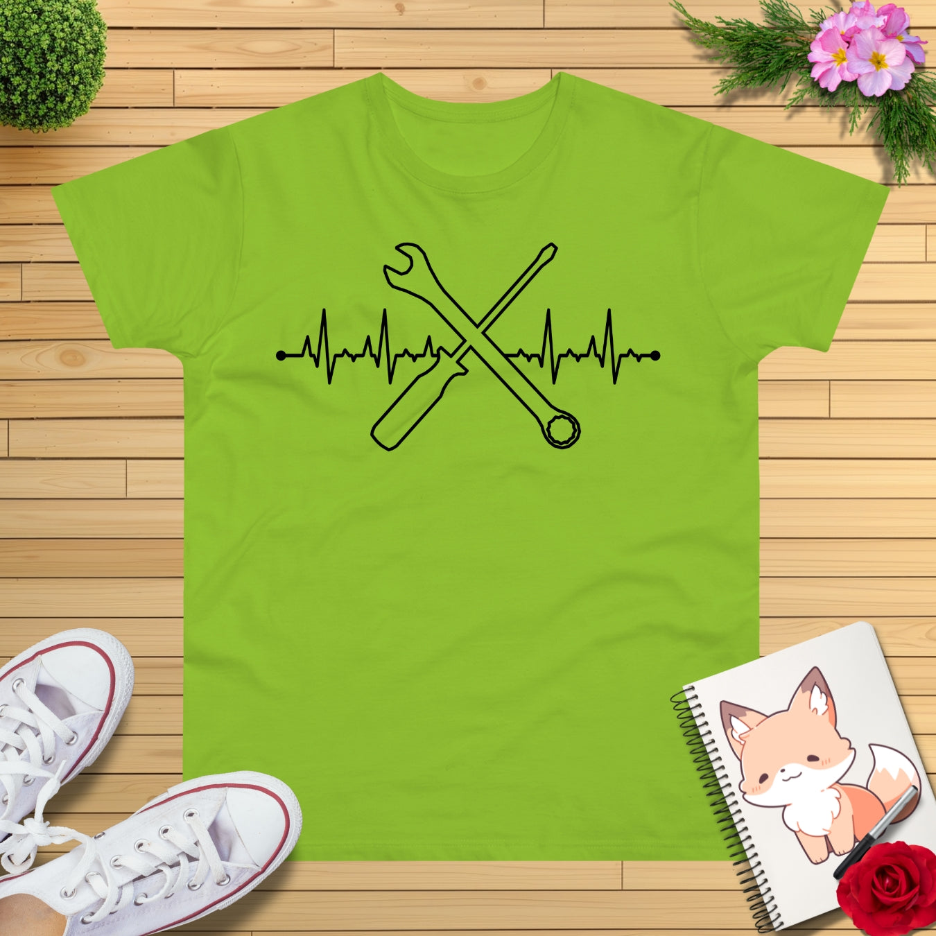Herzschlag EKG Mechaniker T-Shirt