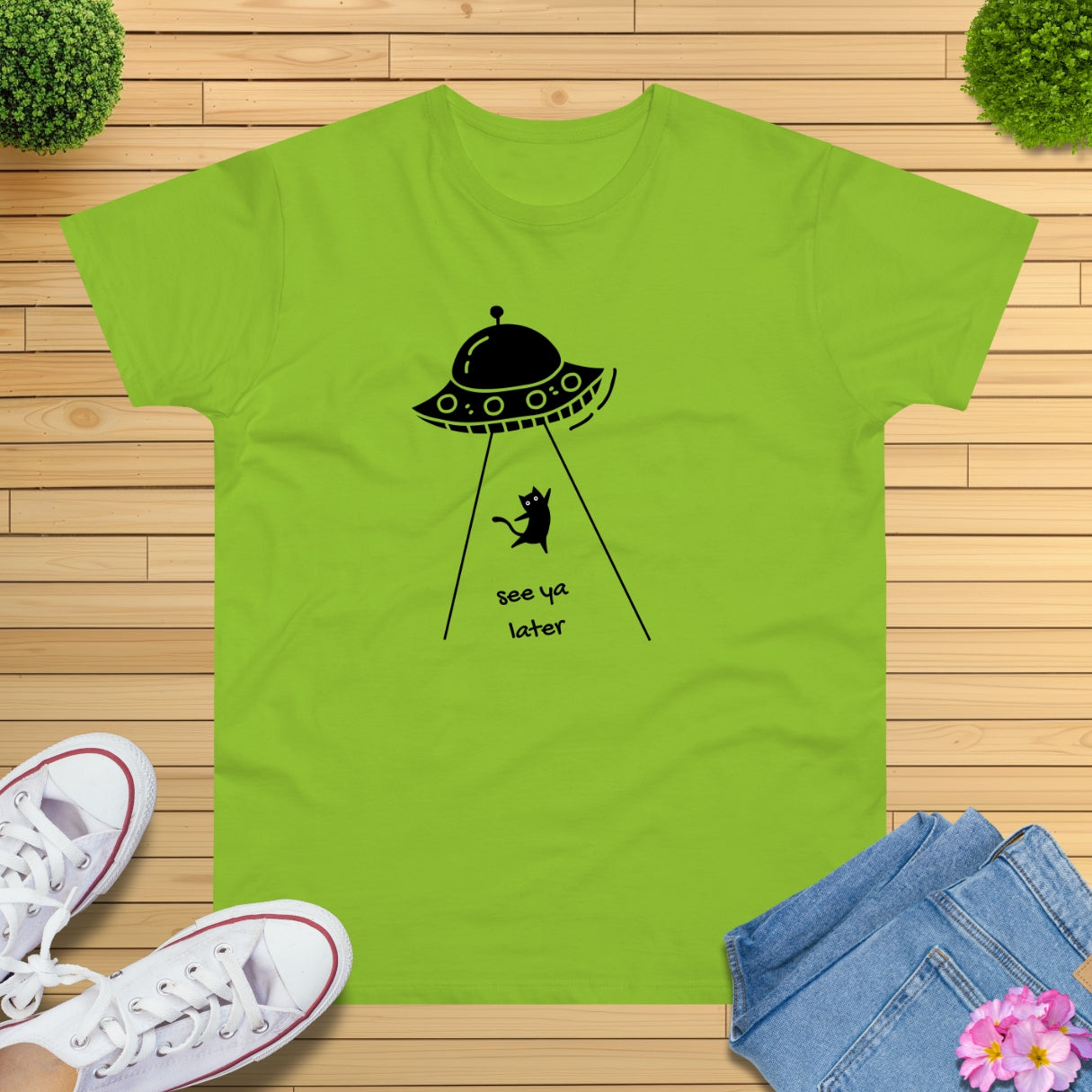 Kawaii Ufo Katze T-Shirt