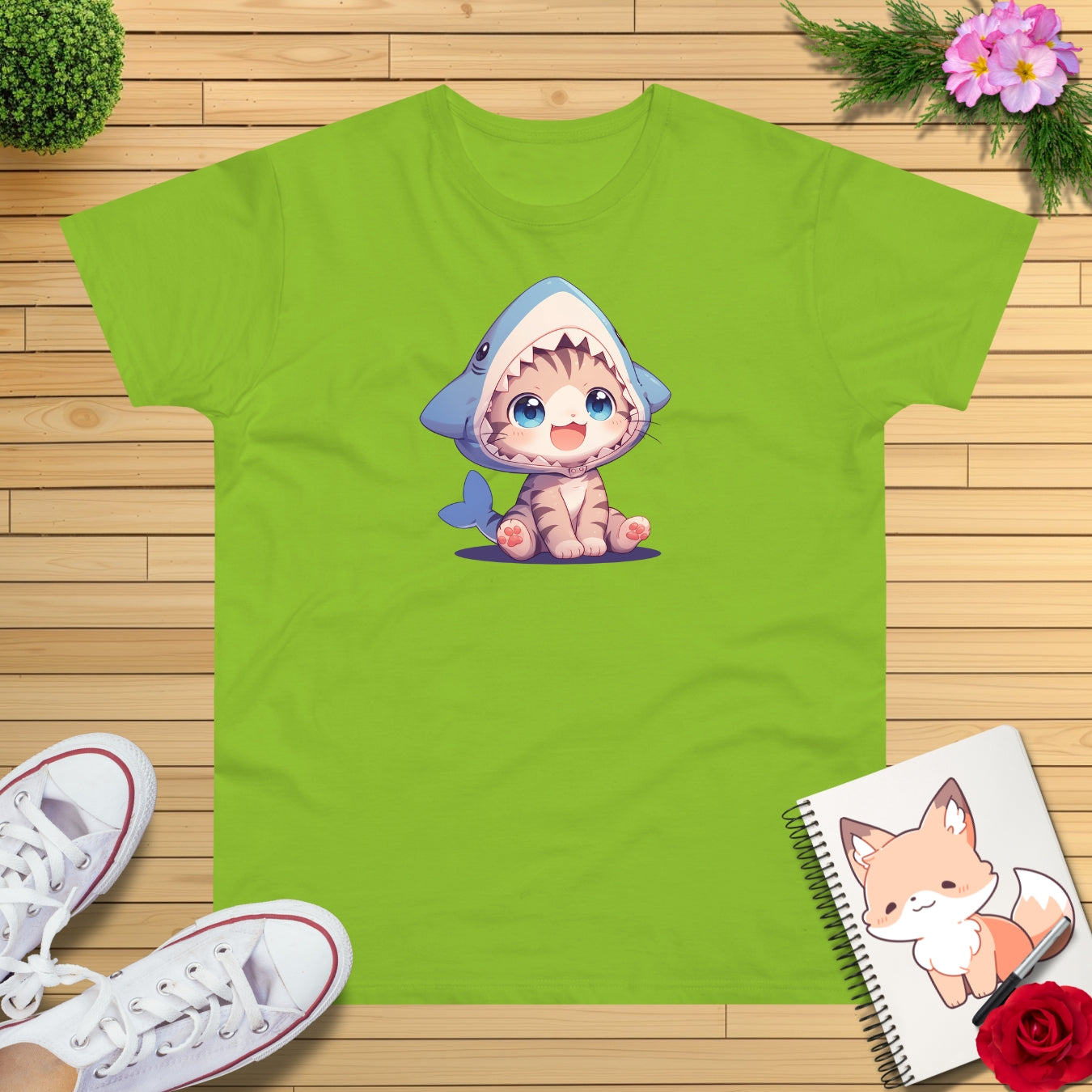 Kitten im Hai Kostüm T-shirt